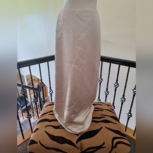 VINTAGE Dagnaz Long Beige Satin A-Line Skirt